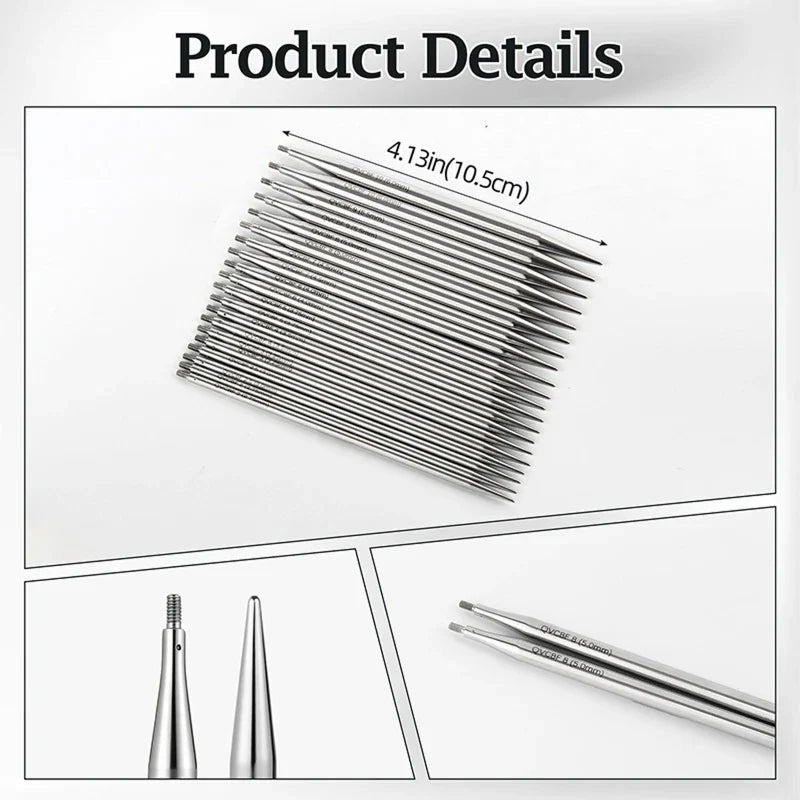 10-Pair Detachable Circular Knitting Needles Set – Steel Tips Interchangeable Knitting Needles Qme