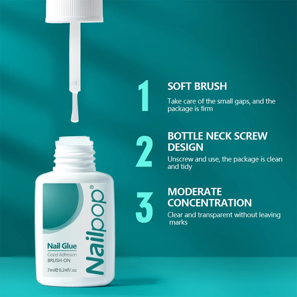 Nailpop Nail Glue – Strong Fast-Drying Adhesive 7ml (2 or 5pk) Nail Glue Adhesive Qme
