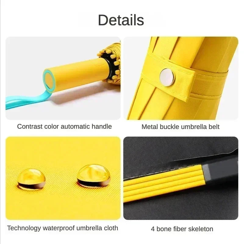 Windproof Auto Folding Umbrella – 72-Bone UV & Rain Shield Folding Umbrella Qst
