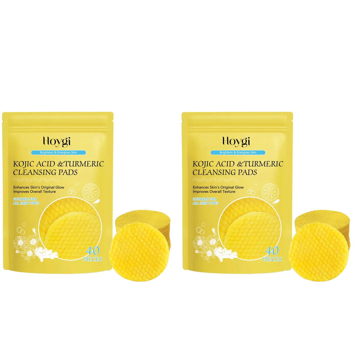 Turmeric & Kojic Acid Cleansing Pads – Pore Cleanser & Makeup Remover Facial Cleansing Pads Qme 2 x 40Pcs Boxed