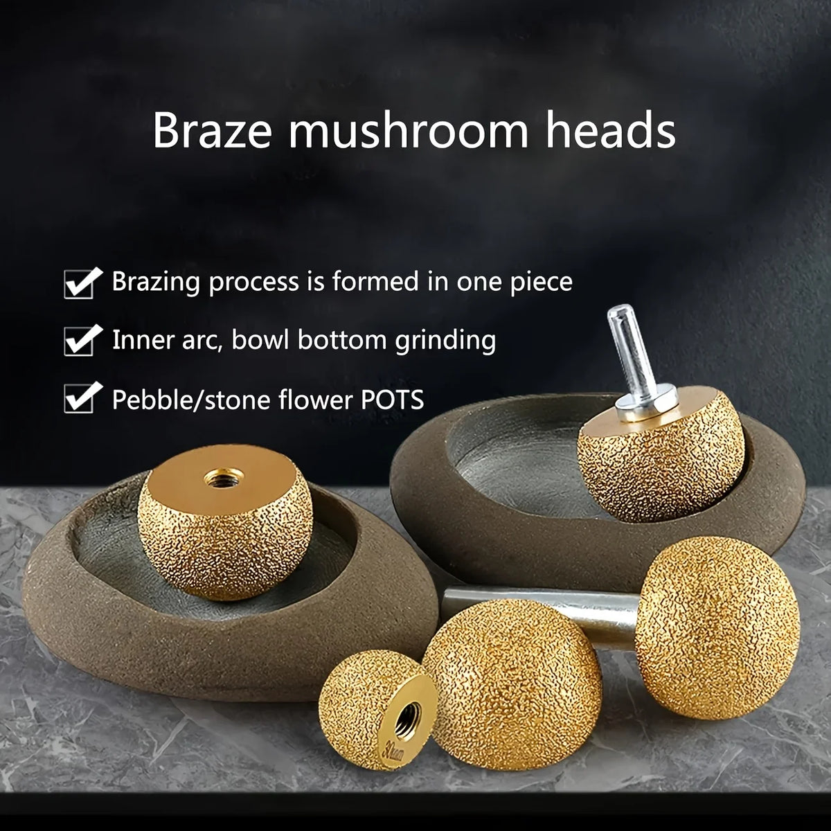 Diamond Brazed Round Grinding Head – Internal Arc Abrasive Tool Diamond Grinding Head Qme