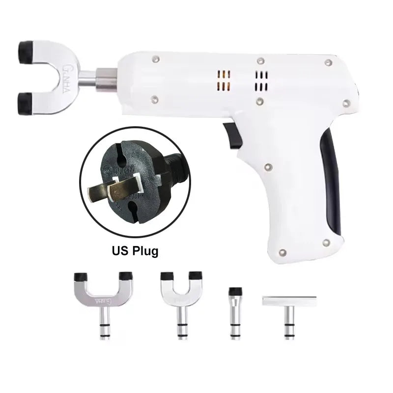 4-Head Spinal Impulse Adjuster & Body Massager | 3-Speed Impulse Adjusting Massager Qst White-US PLUG