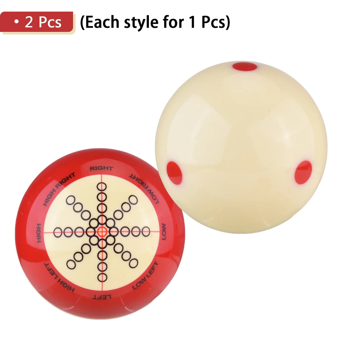 Resin Billiard Training Cue Ball Set – Red & White Pool Practice Billiard Training Ball Qme