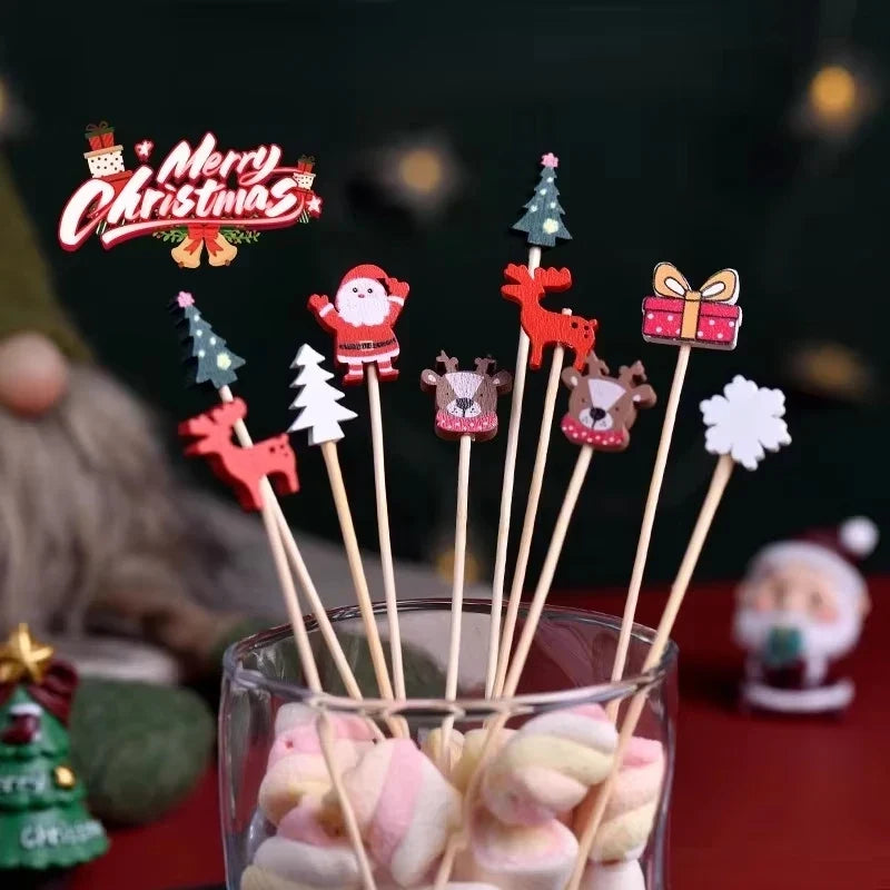 Christmas Toothpick Set 50pcs – Holiday Party Decorations Holiday Party Picks Qme