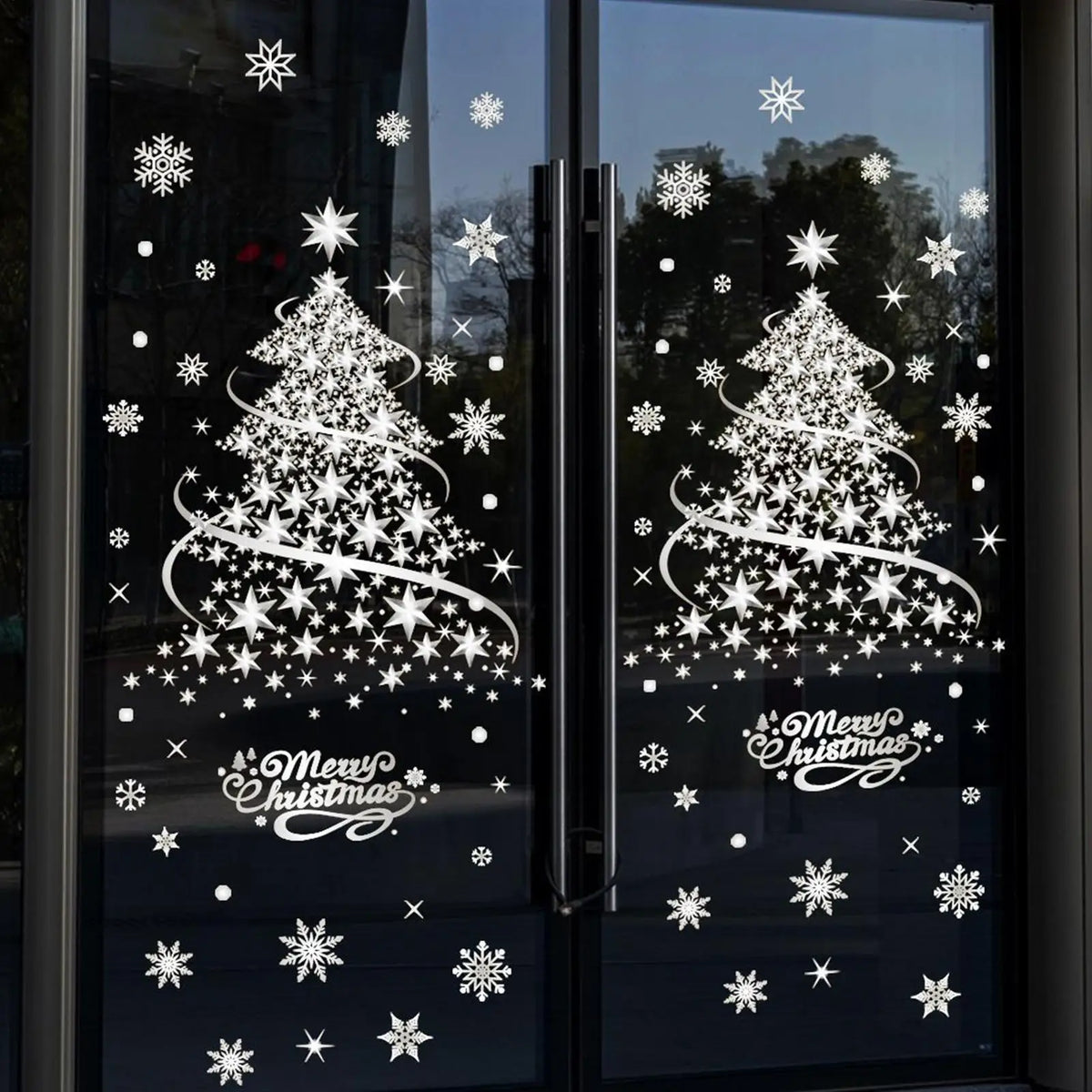 Christmas Window Clings – 2 Sheets Static Tree Decals 35x50cm Christmas Window Clings Qme
