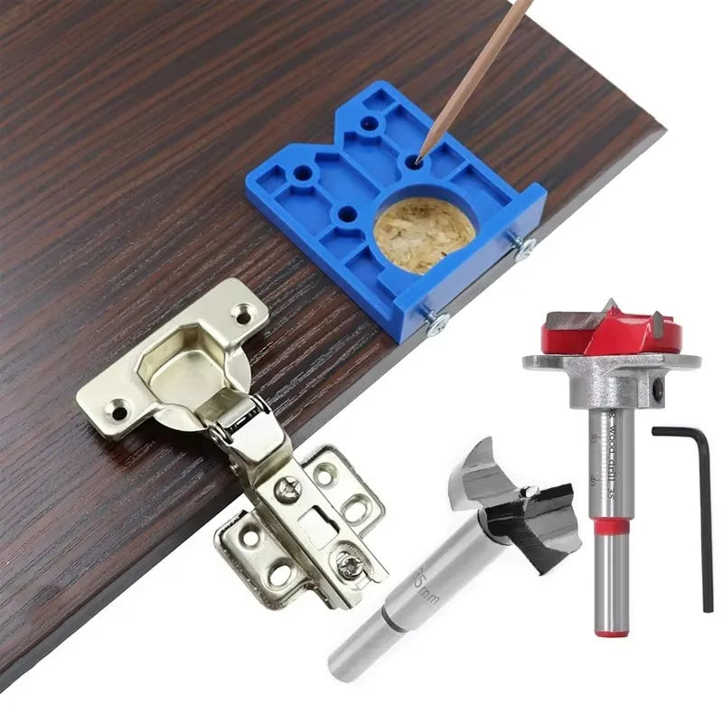 35mm Hinge Hole Drill Bit Jig | Cabinet Door Woodworking Tool Hinge Drill Bit Jig Qme