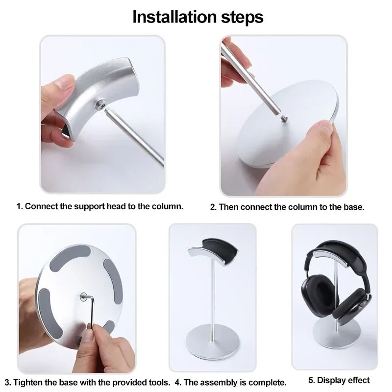 Aluminum Headphone Stand & Non-Slip Headset Holder | Desk Organizer Headphone Stand Qme
