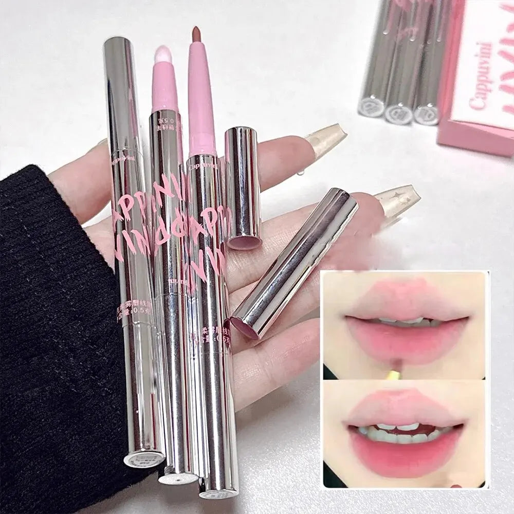 Cappuvini Nude Lip Liner & Brush – Velvet Matte Korean Makeup Lip Liner Brush Qme
