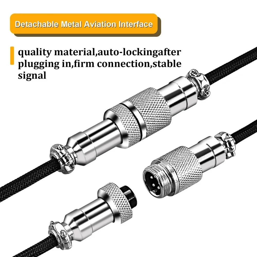 USB-C Coiled Mechanical Keyboard Cable | Braided Spring Spiral Coiled Keyboard Cable Qme