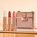 Matte Tri-Color Lipstick Set – Rose Gold Case, Chain & Mirror Lipstick Gift Set Qst Multicolor