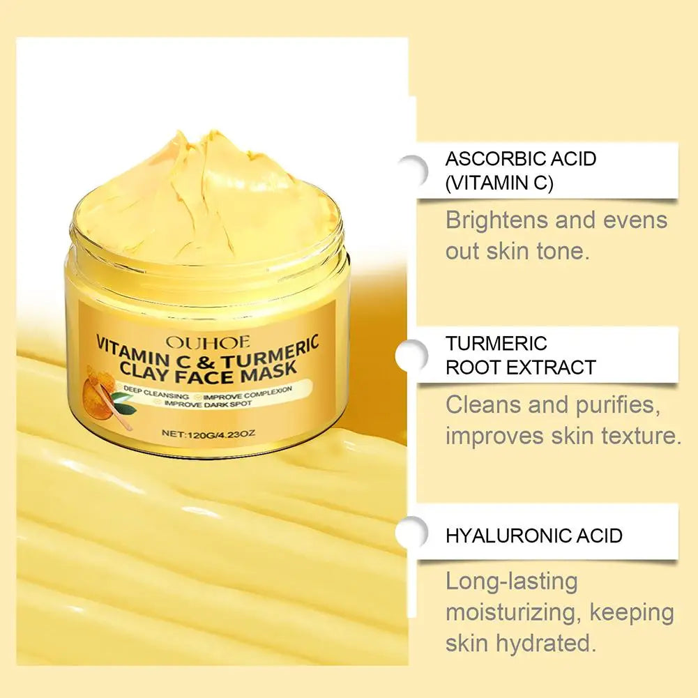 Vitamin C & Turmeric Clay Mask – Brightening Facial Skincare Brightening Clay Mask Qme