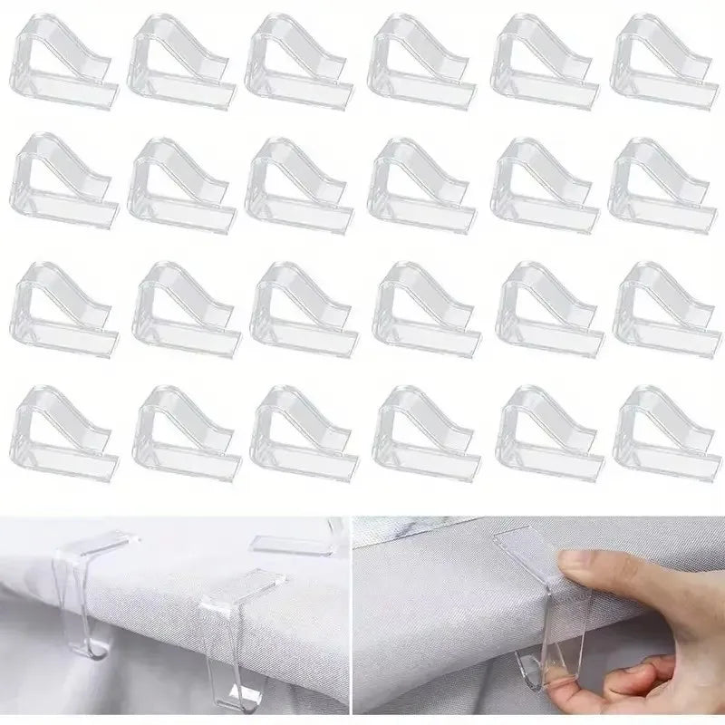 Clear Plastic Tablecloth Clips – Set of 12, Indoor & Outdoor Tablecloth Clips Qme