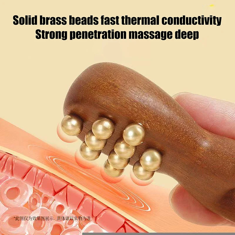 Wooden Nose Gua Sha Tool – Sandalwood & Brass Bead Massager Gua Sha Massager Qst