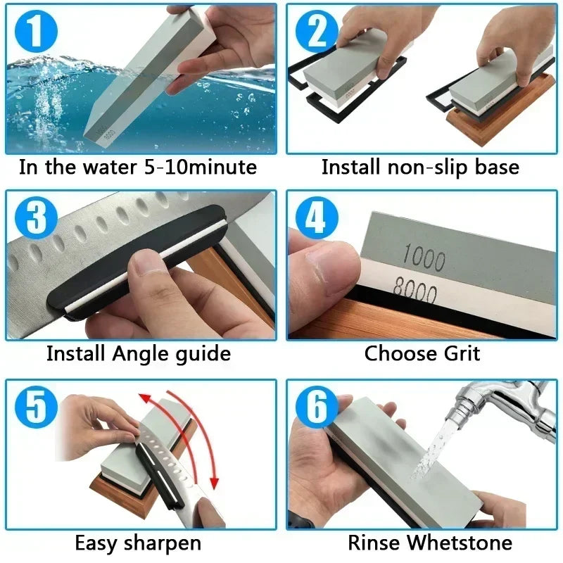 Double-Sided Knife Sharpening Stone | Pro Whetstone Sharpener Whetstone Knife Sharpener Qme
