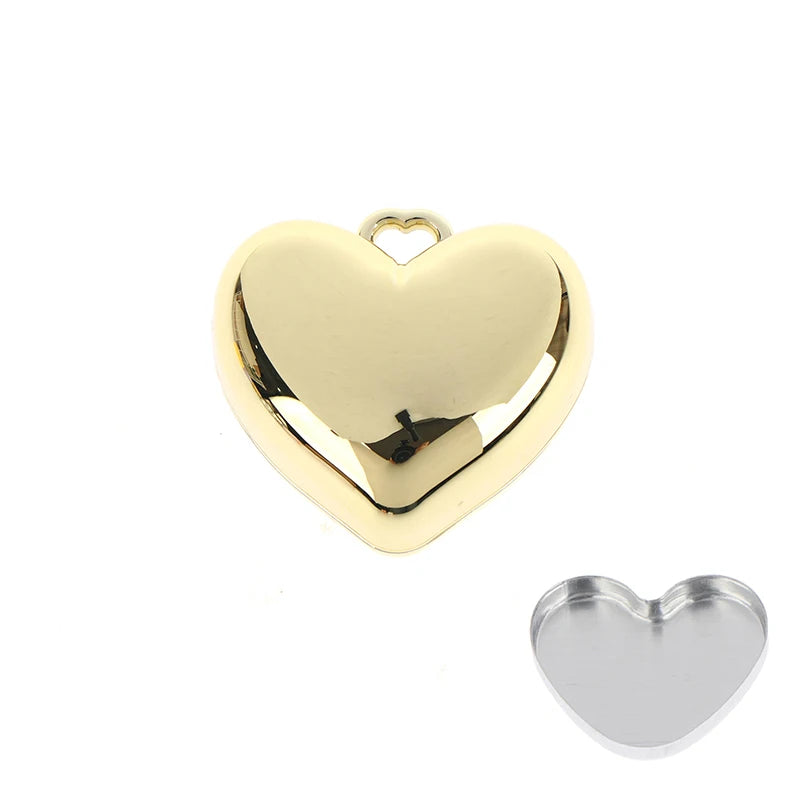 Heart Shape Mini Empty Compact – Blush & Eyeshadow Case + Mirror Cosmetic Compact Case Qst Gold