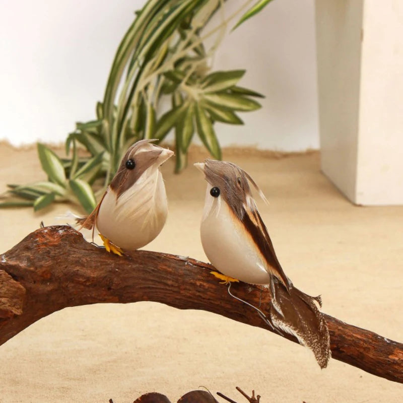 12 Pcs Mini Artificial Feather Birds for DIY Crafts & Garden Decor Decorative Bird Ornaments Qst