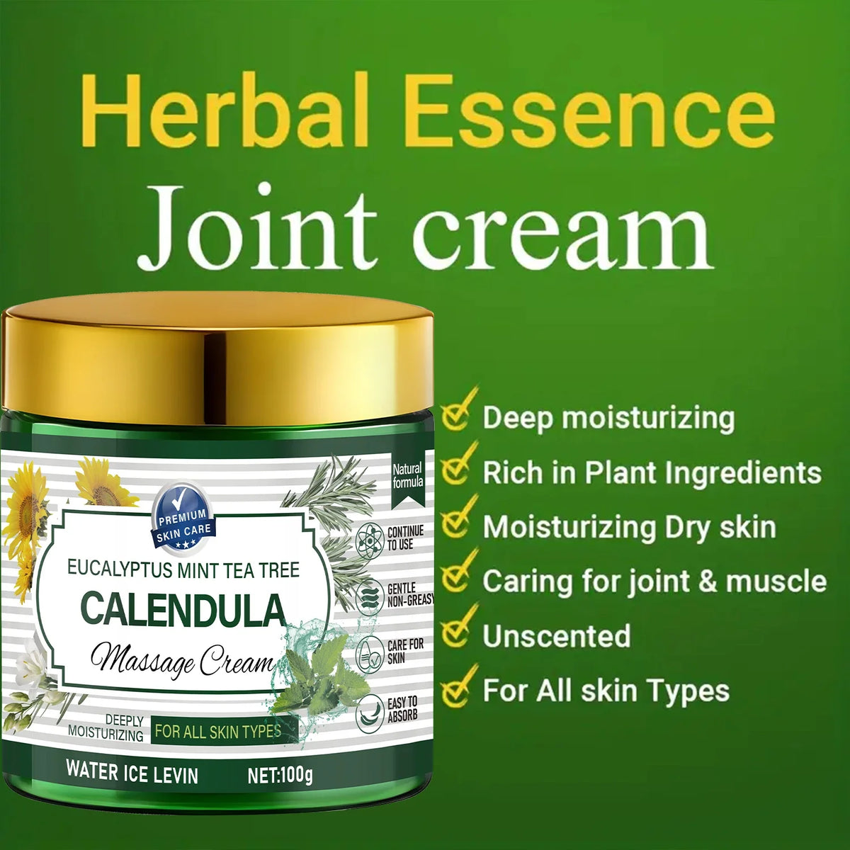 Eucalyptus Mint Tea Tree Calendula Massage Cream | Retinol Body Massage Cream Qme