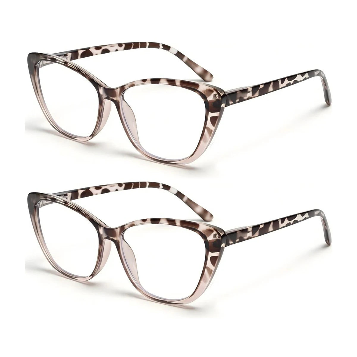 VOPHA Cat-Eye Reading Glasses Anti-Blue Light 2pc Set L66 Reading Glasses Qst 2pcs-Black +150