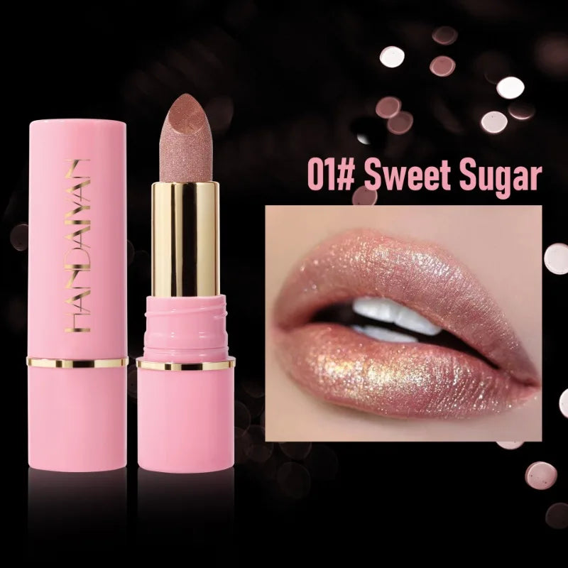 8-Color Glitter Lipstick – Waterproof Diamond Pearlescent Gloss Glitter Lip Gloss Qme 01