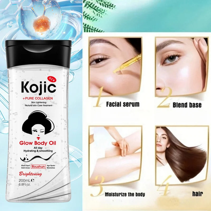 ROUSHUN 200ml Kojic Acid Body Oil – Moisturizing Skin Care Body Care Oil Qst