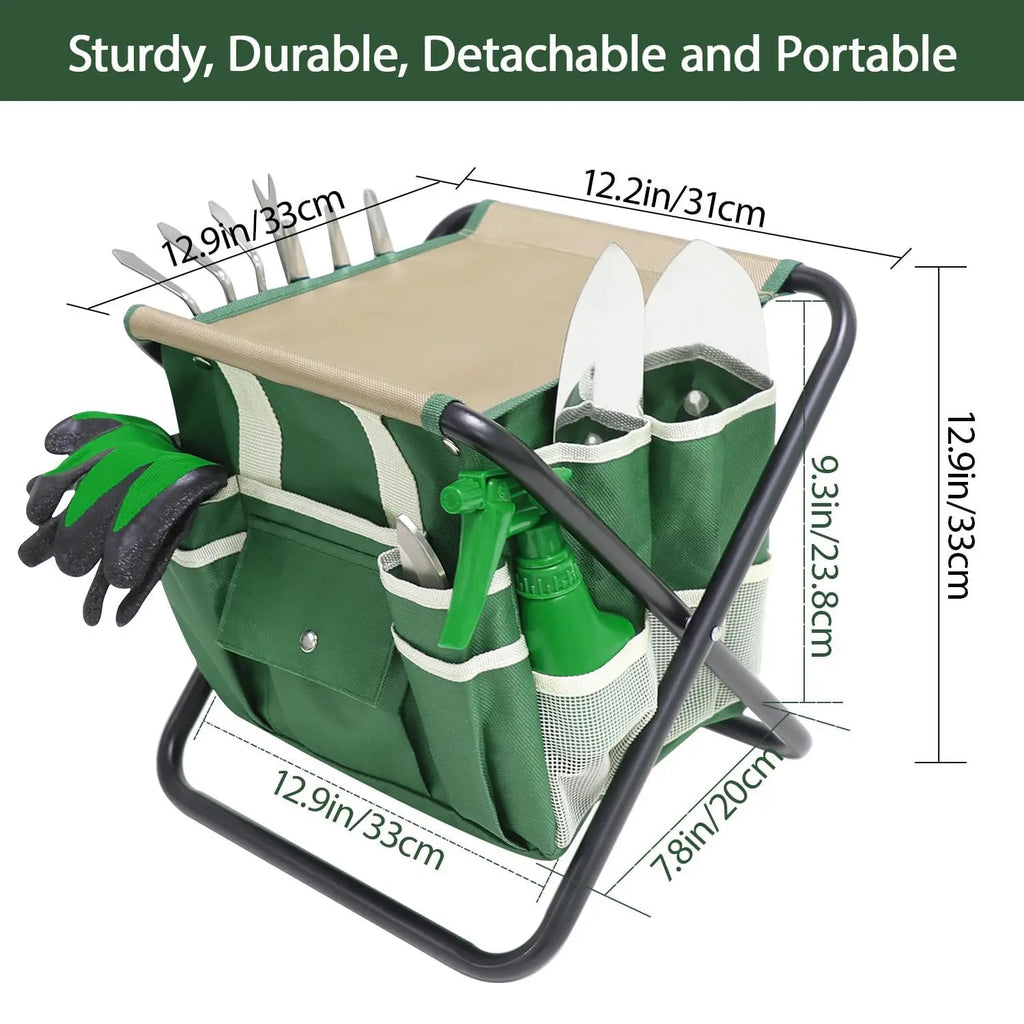 10-Piece Garden Hand Tool Set with Oxford Carry Tote Bag Garden Tool Set Qst