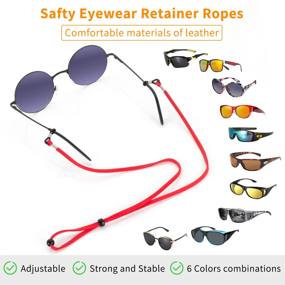 VOPHA Leather Glasses Lanyard – Adjustable Eyewear Chain PS03 Eyewear Accessories Qst