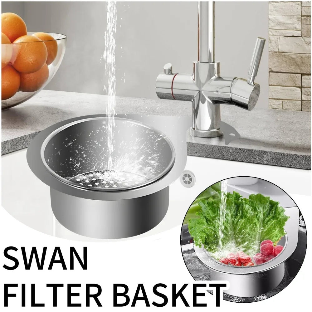 Swan Stainless Steel Sink Strainer Hanging Drain Basket Sink Strainer Basket Qme