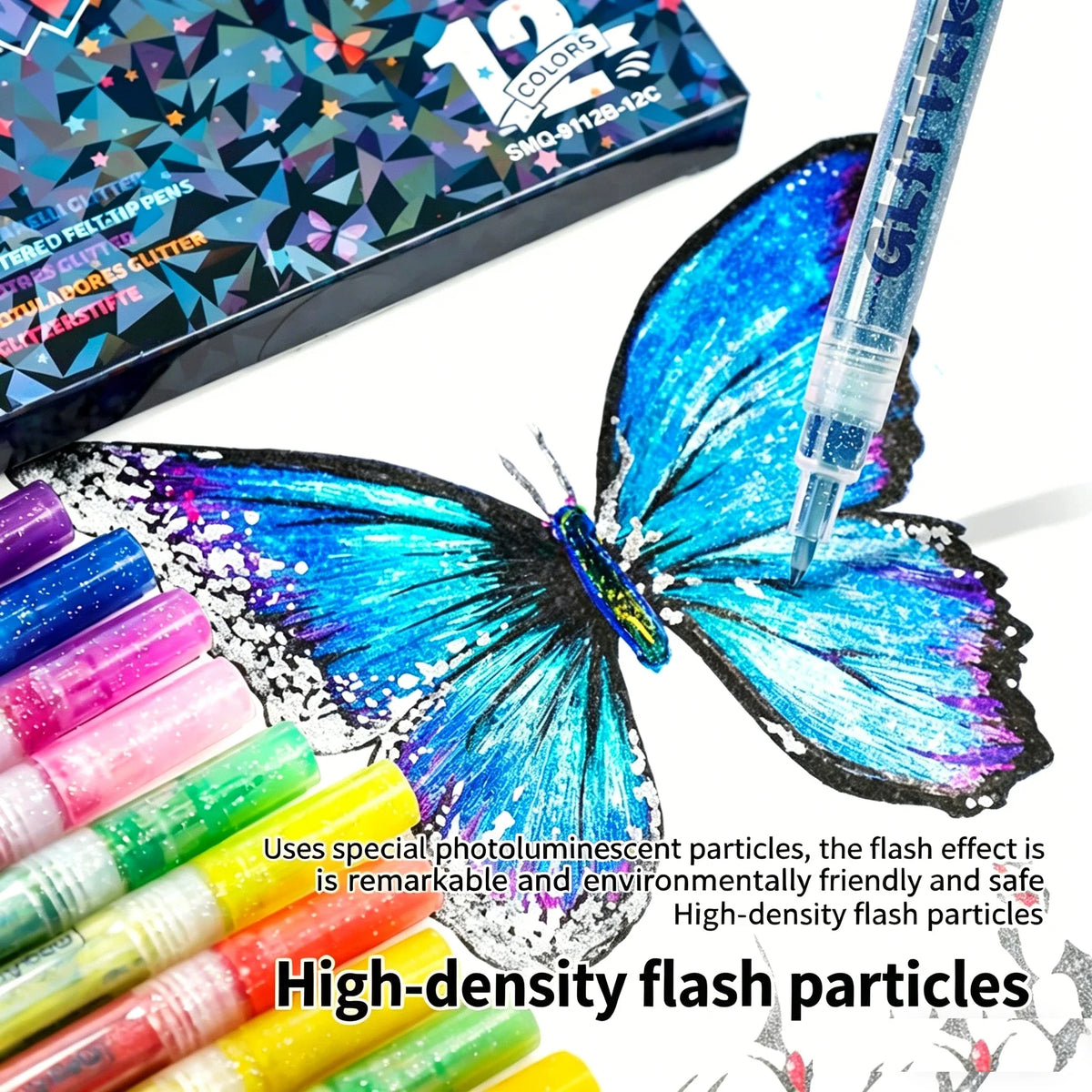 Glitter Acrylic Markers 12–36 Colors | Doodling & Card Making Glitter Art Markers Qme