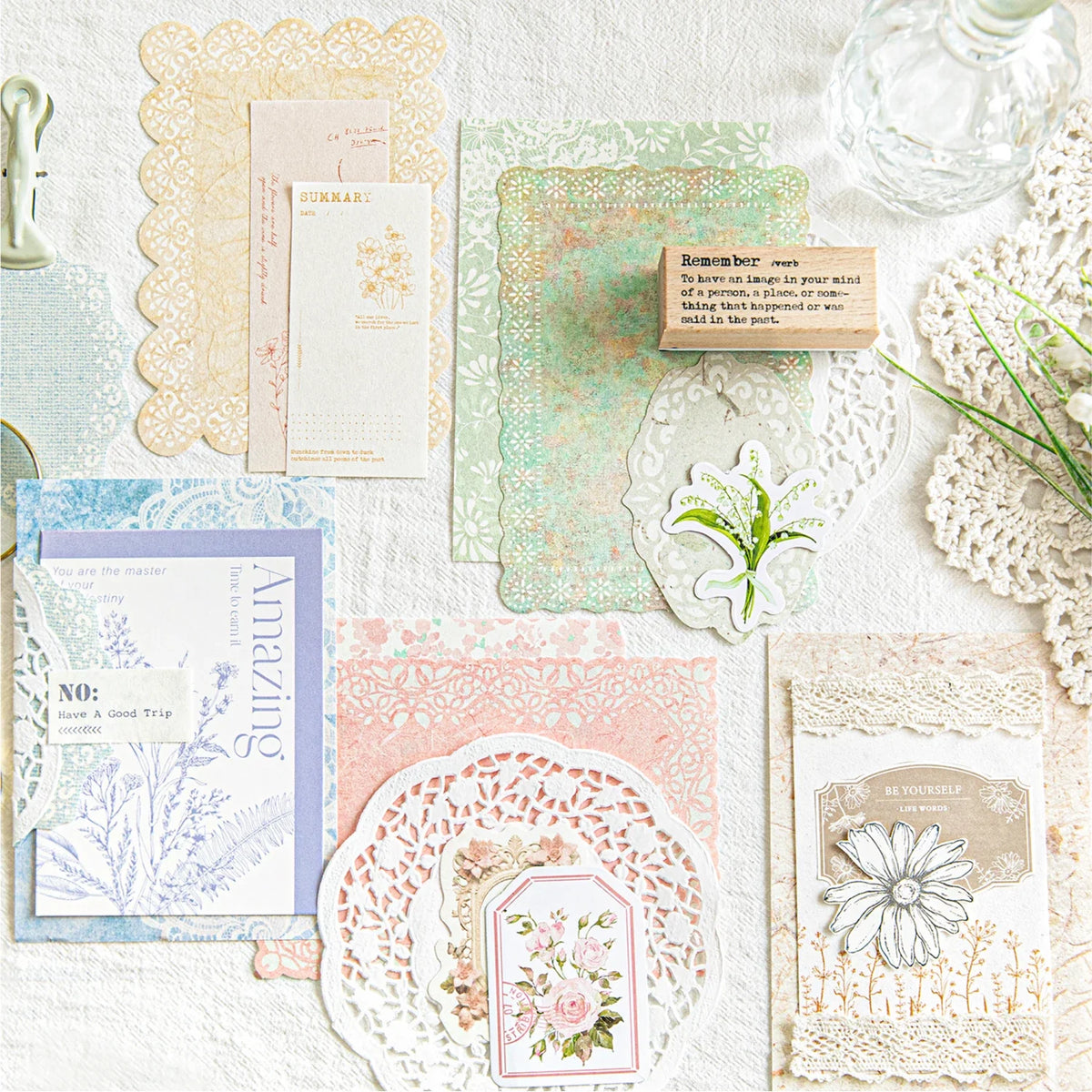 Vintage Watercolor Floral Botanical DIY Decor Paper | 4 Colors Decorative Craft Paper Qme