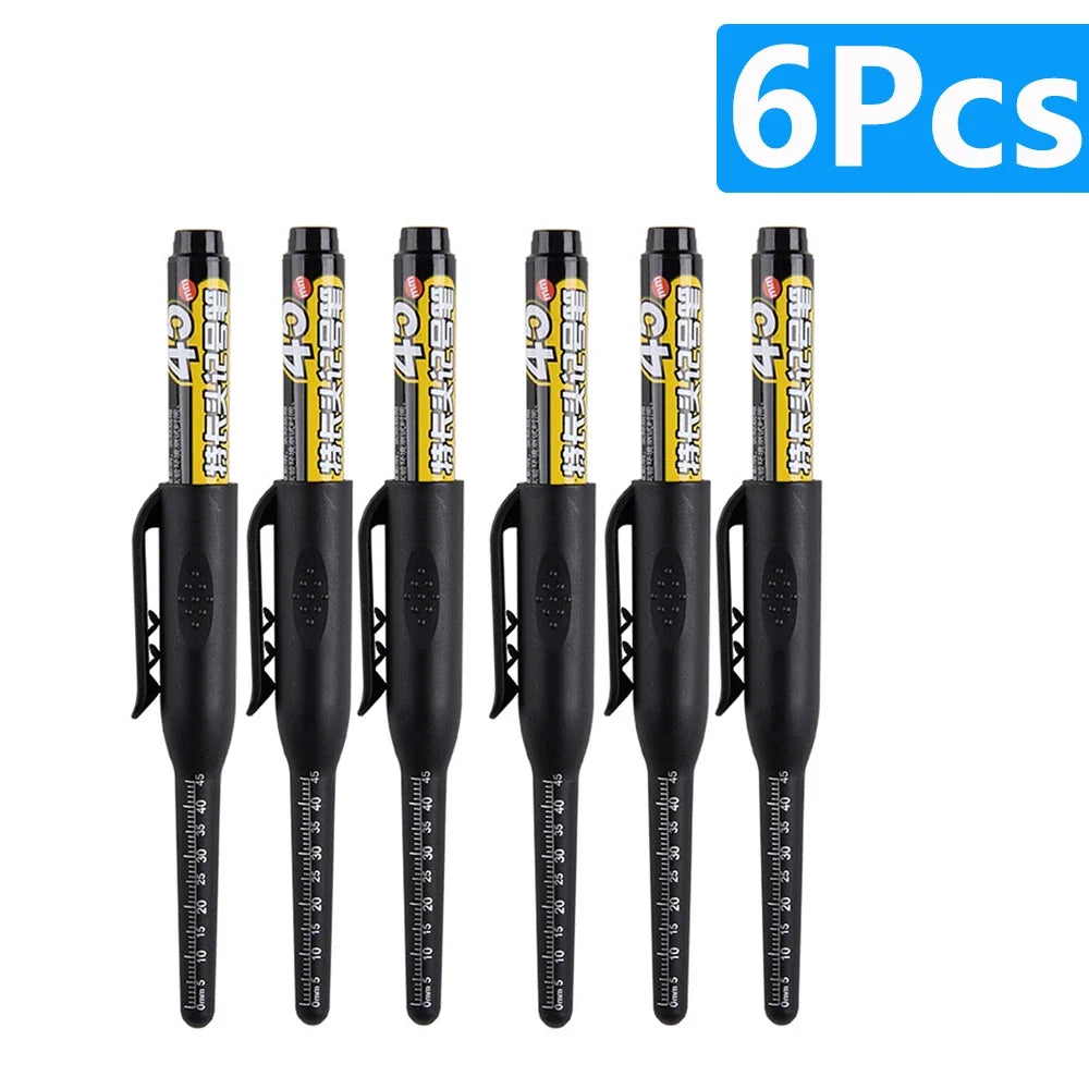 Waterproof Deep Hole Marker Pen – Long Nib, 6-Pack Deep Hole Marker Pen Qme 6pcs Black