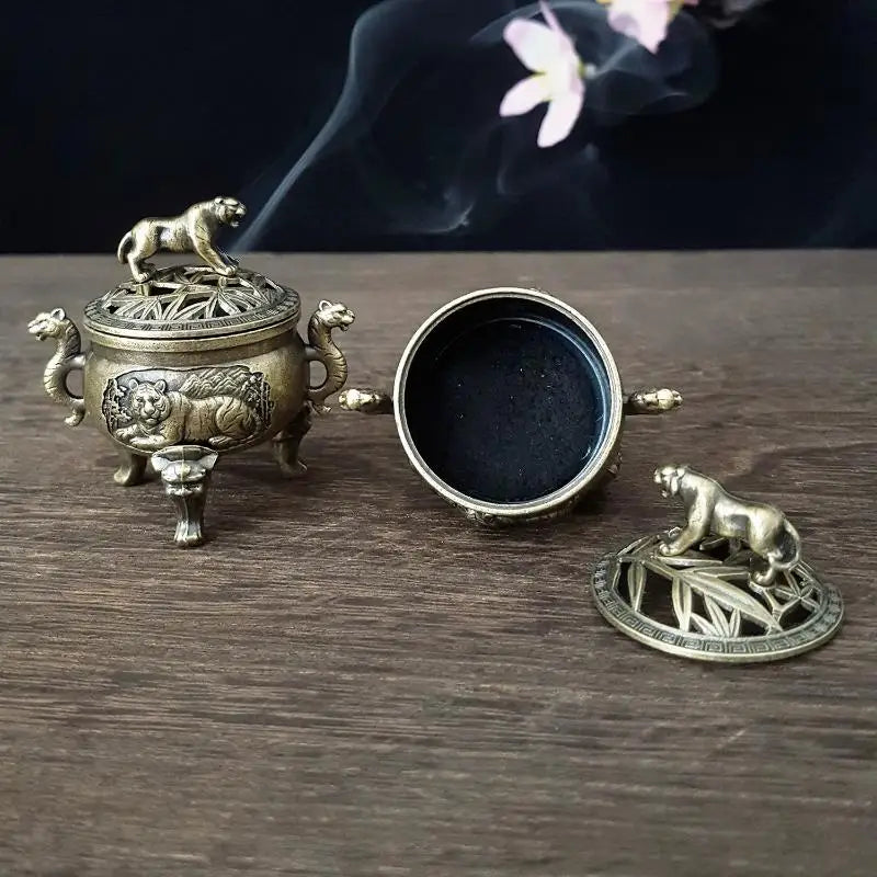 Ancient Tiger Metal Incense Burner – Home Decor Ornament Incense Burner Qme