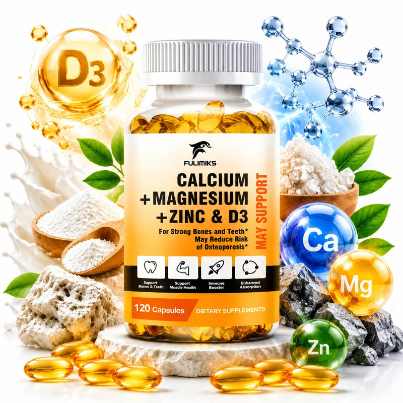 Calcium Magnesium Zinc with D3 Capsules | Bone & Muscle Support Mineral Supplement Qst