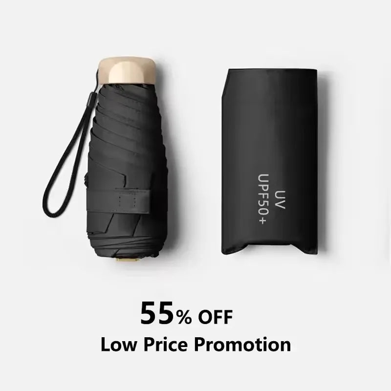 Mini Pocket Umbrella UV Protection 5-Fold Compact Parasol Compact Travel Umbrella Qst