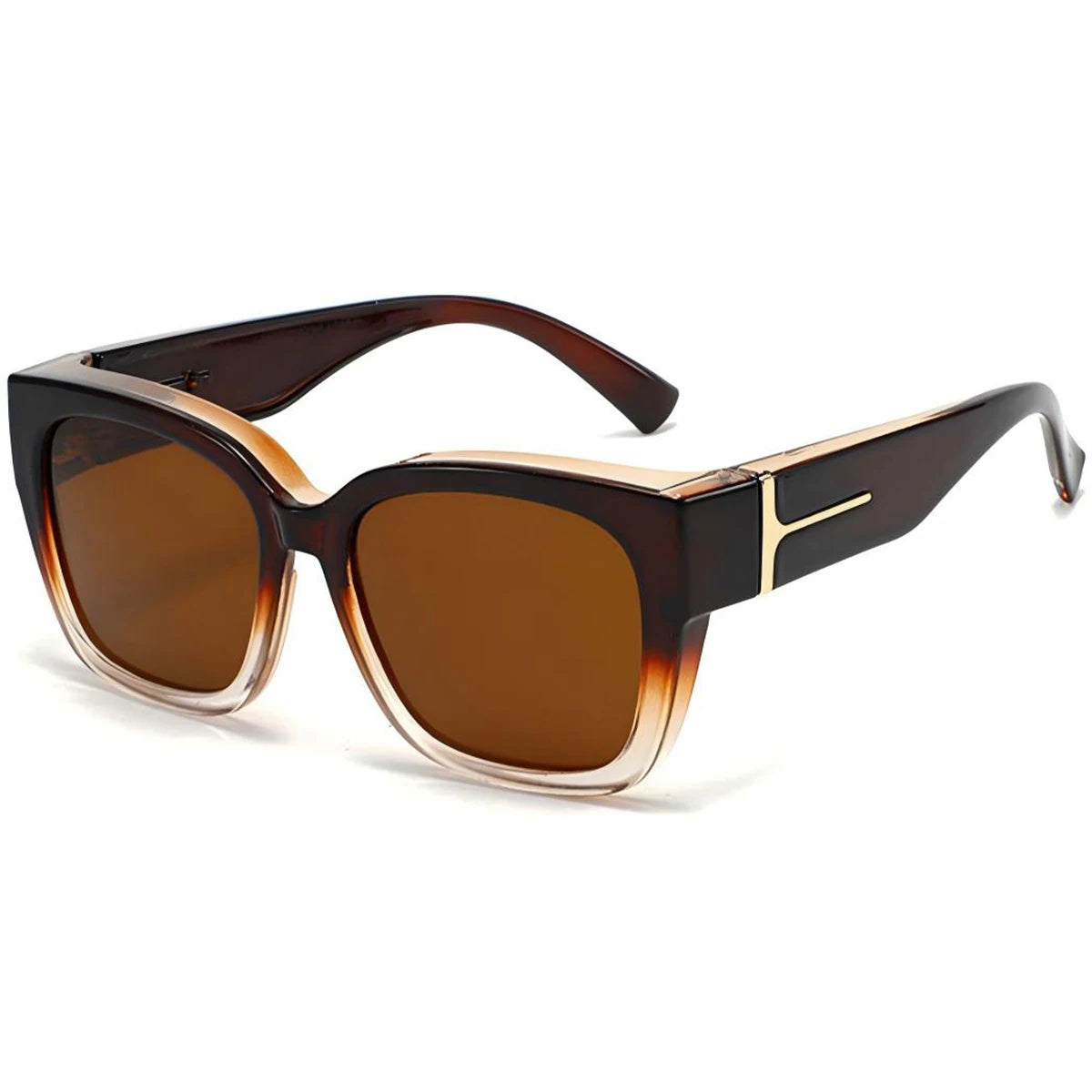 VOPHA Oversized Fit-Over Polarized Sunglasses UV400 Square Polarized Sunglasses Qst Brown