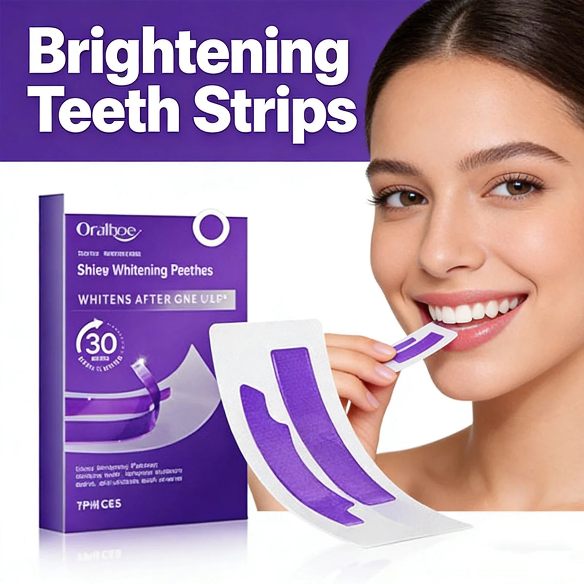 Purple Teeth Whitening Strips – Stain & Plaque Remover, 7 Pcs Teeth Whitening Strips Qme