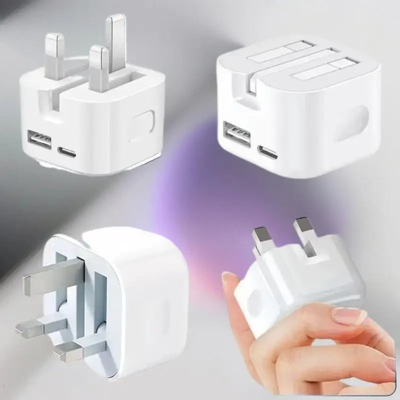 UK GB Plug USB-C Fast Wall Charger 35W PD QC3.0 – White USB-C Wall Charger Qst