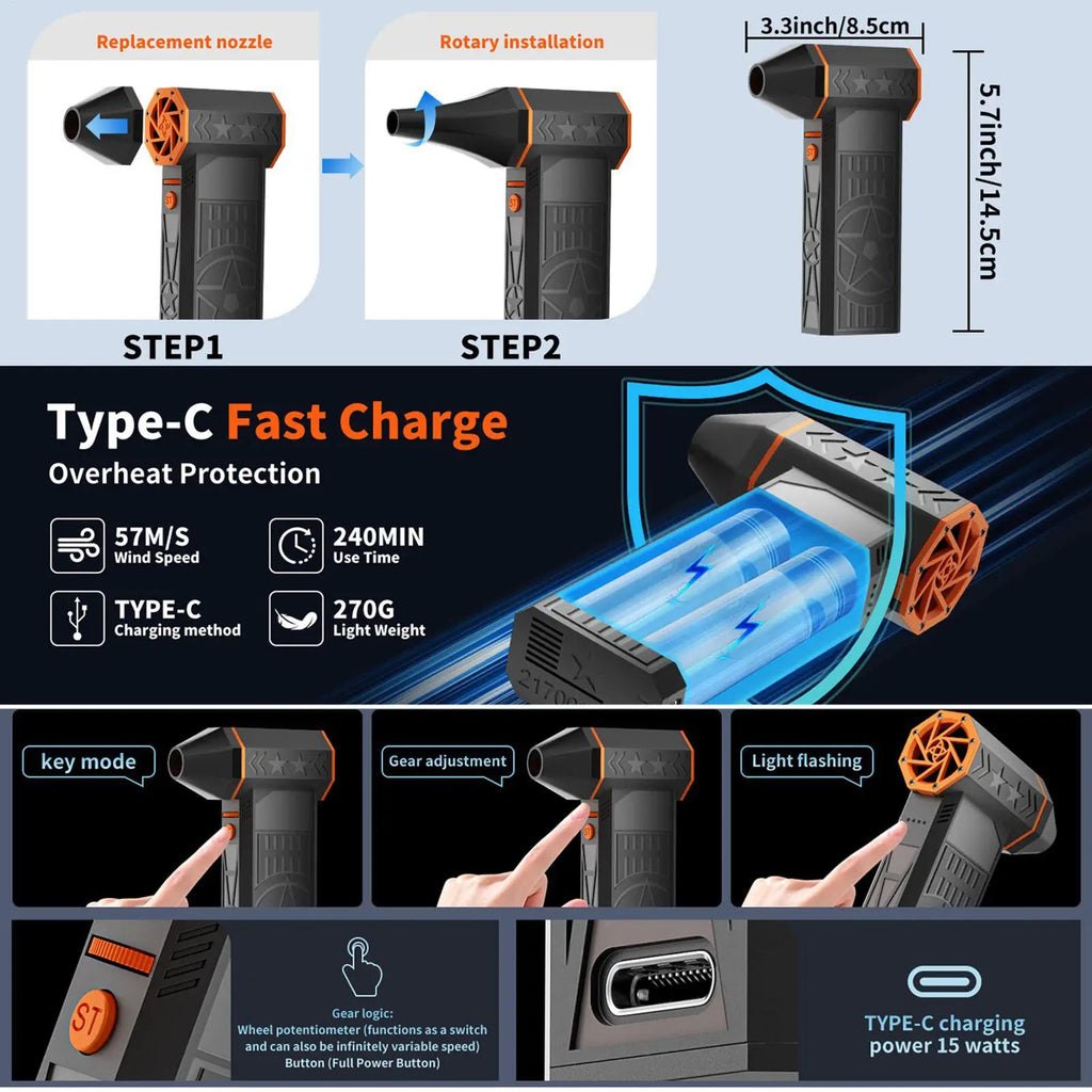 Rechargeable Portable Air Duster – Car & Home Cleaning Blower Rechargeable Air Duster Qme