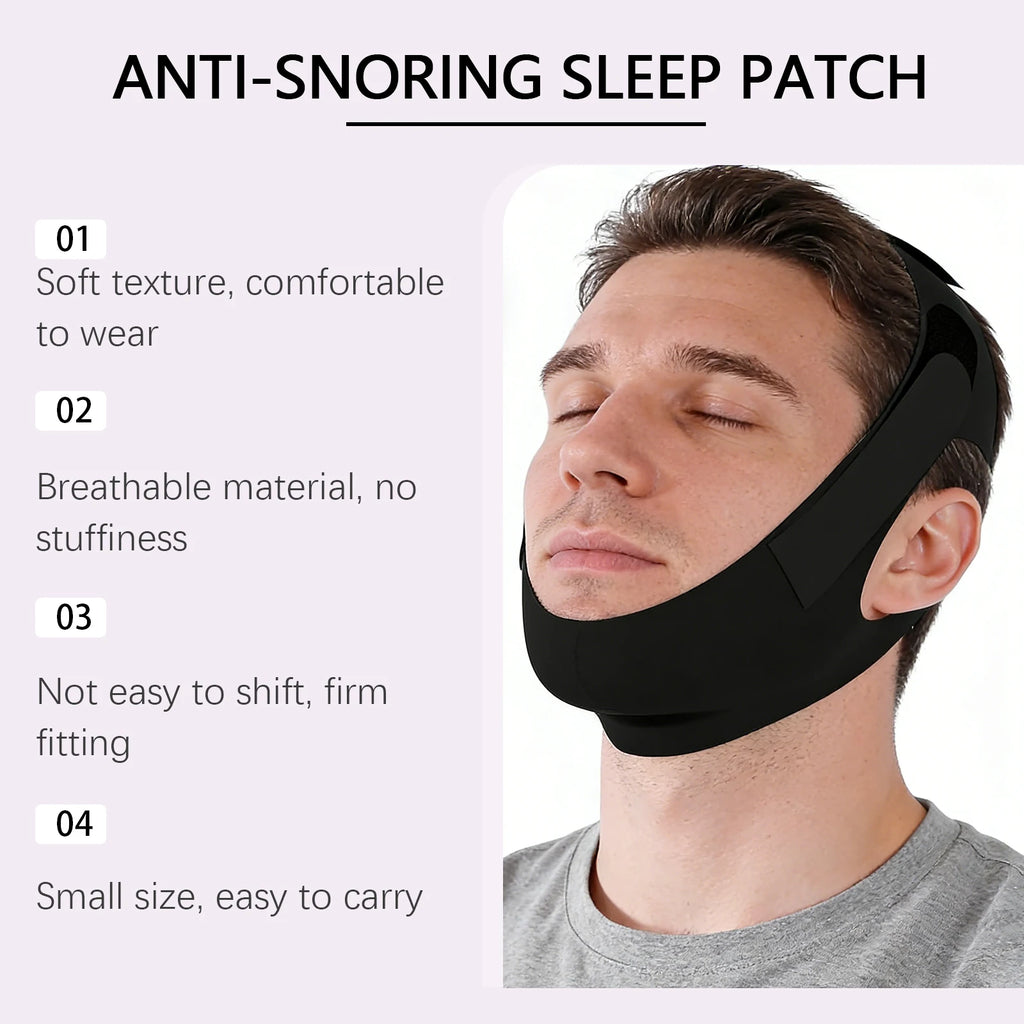Adjustable Anti-Snoring Chin Strap – Breathable Sleep Aid Anti-Snoring Chin Strap Qst