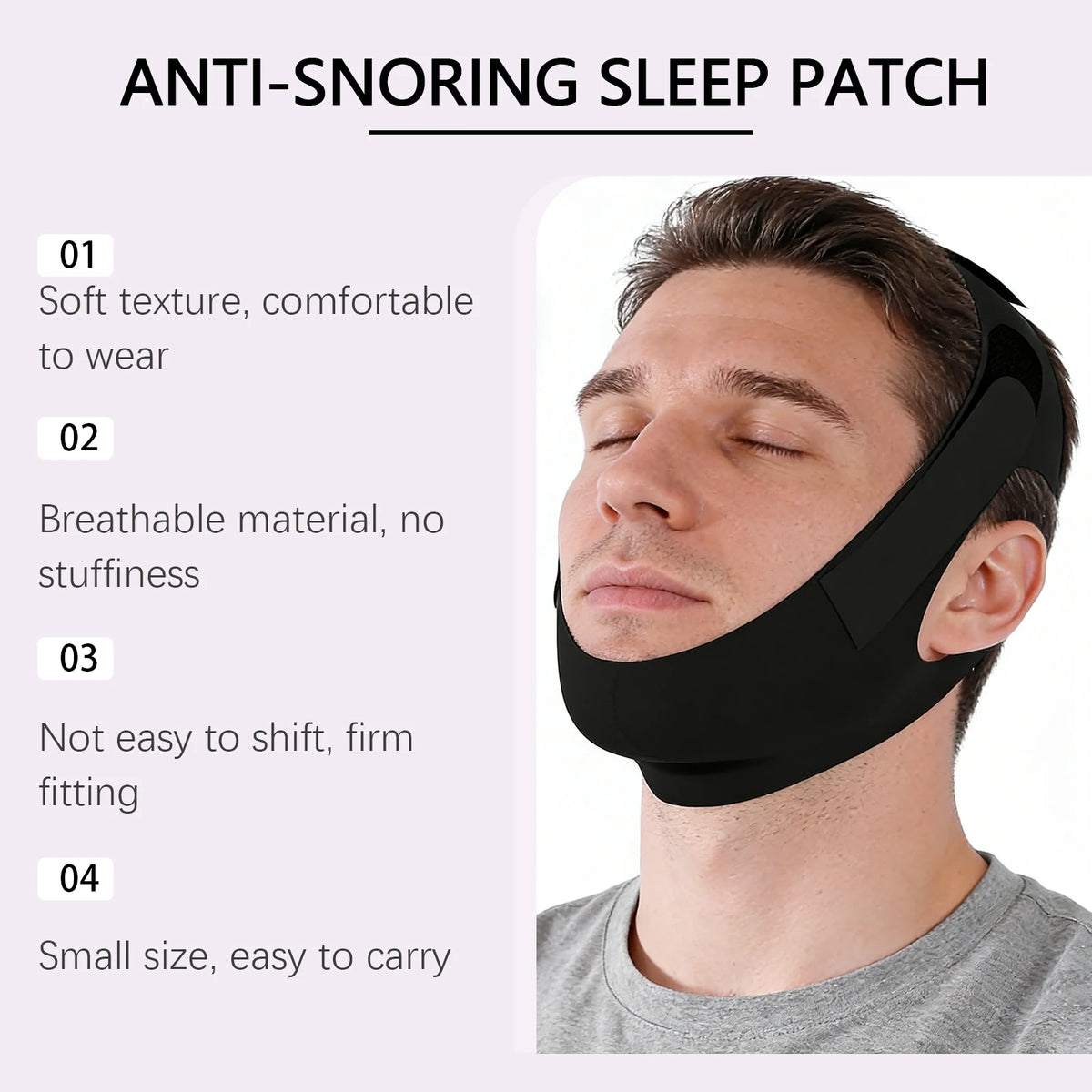Adjustable Anti-Snoring Chin Strap – Breathable Sleep Aid Anti-Snoring Chin Strap Qst