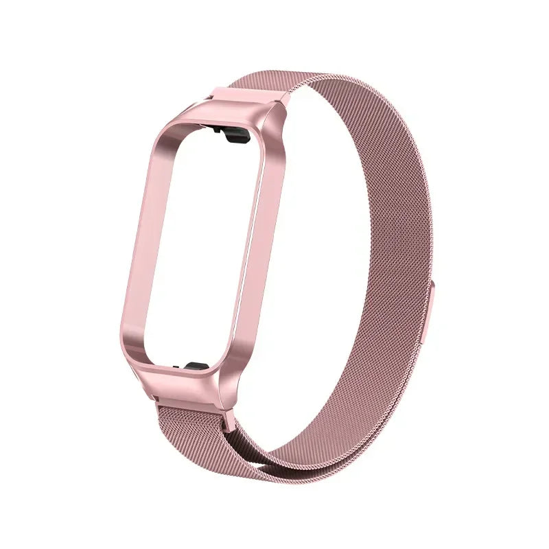 Xiaomi Mi Band 8 Active Stainless Steel Metal Strap | 14 Colors Smart Band Strap Qme Rose Pink 2 for Redmi Band 2