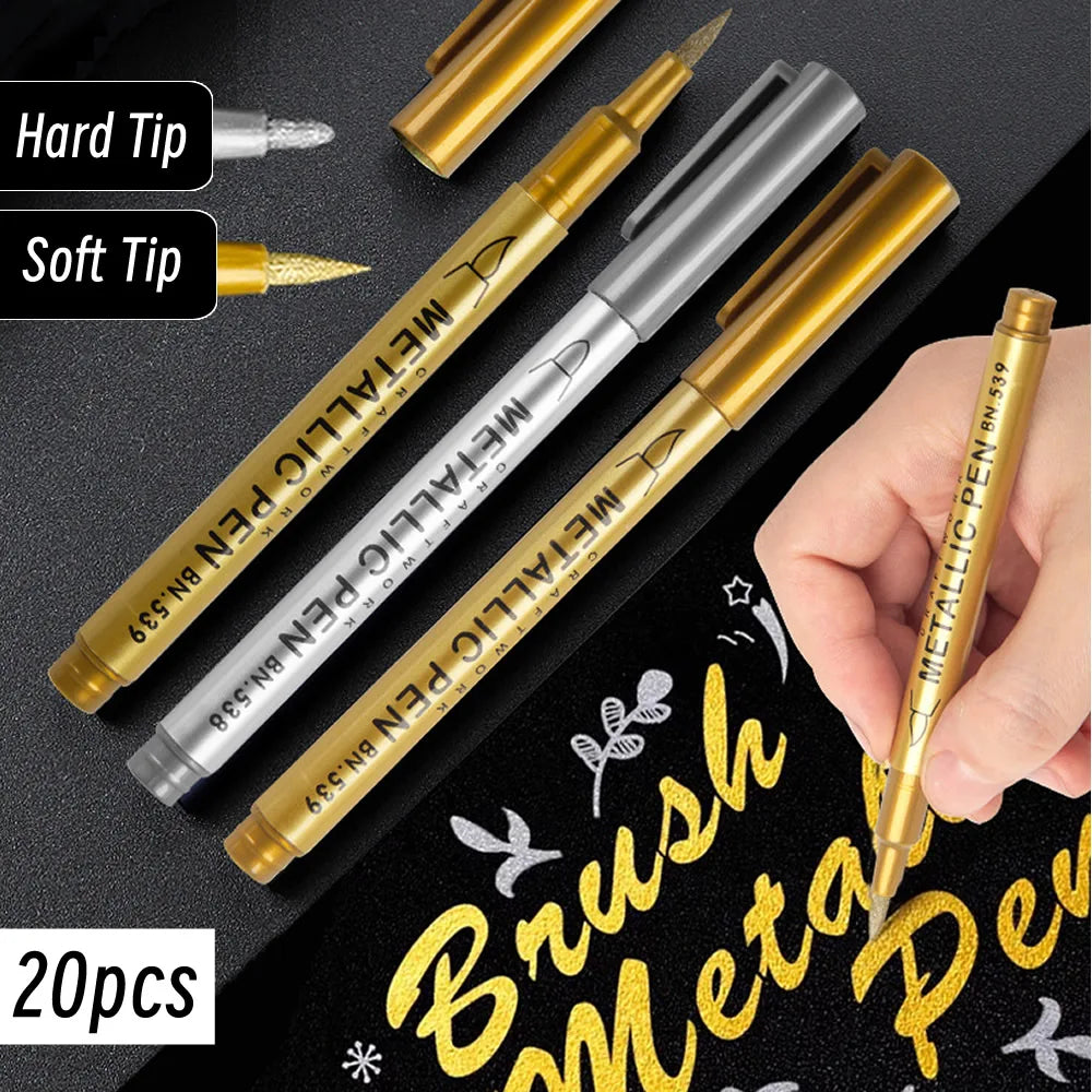 Metallic Paint Marker Pens – Gold, Silver & 28 Colors Metallic Paint Markers Qme
