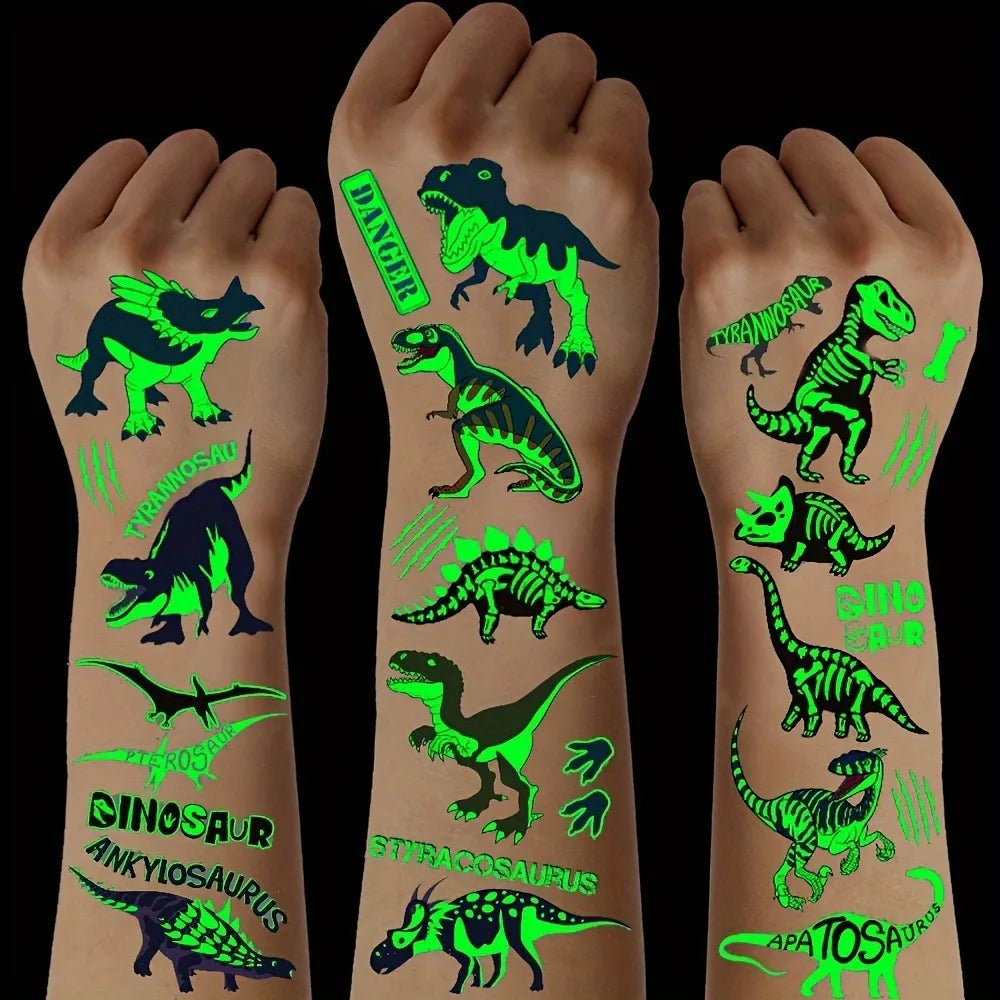 Glow in the Dark Dinosaur Temporary Tattoos – 24 Sheets Temporary Tattoos Qme
