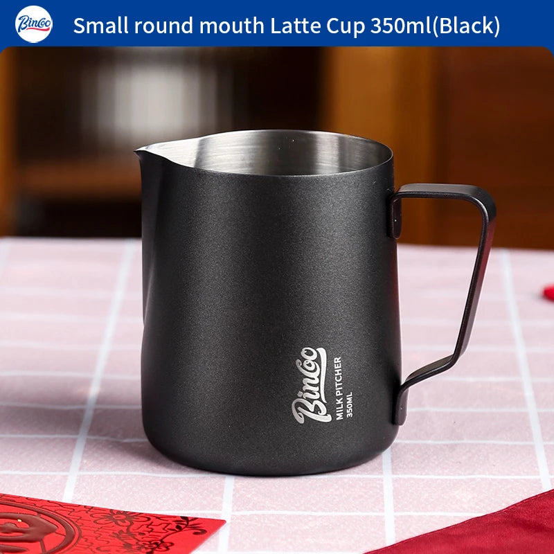 Bincoo Pointed Spout Milk Frothing Pitcher 350ml/600ml Latte Art Milk Frothing Pitcher Qst Black 350ml