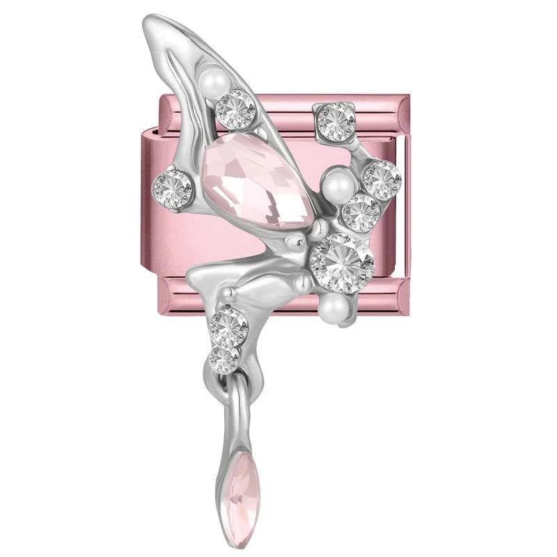 Zircon Bow & Star Italian Charm Links | Stainless Steel DIY Italian Charm Links Qme Style 32