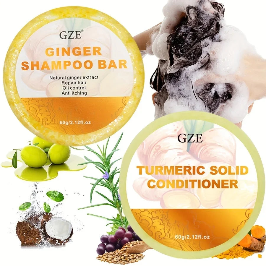 Ginger & Turmeric Solid Shampoo + Conditioner Bar | GZE Solid Shampoo Bar Qme