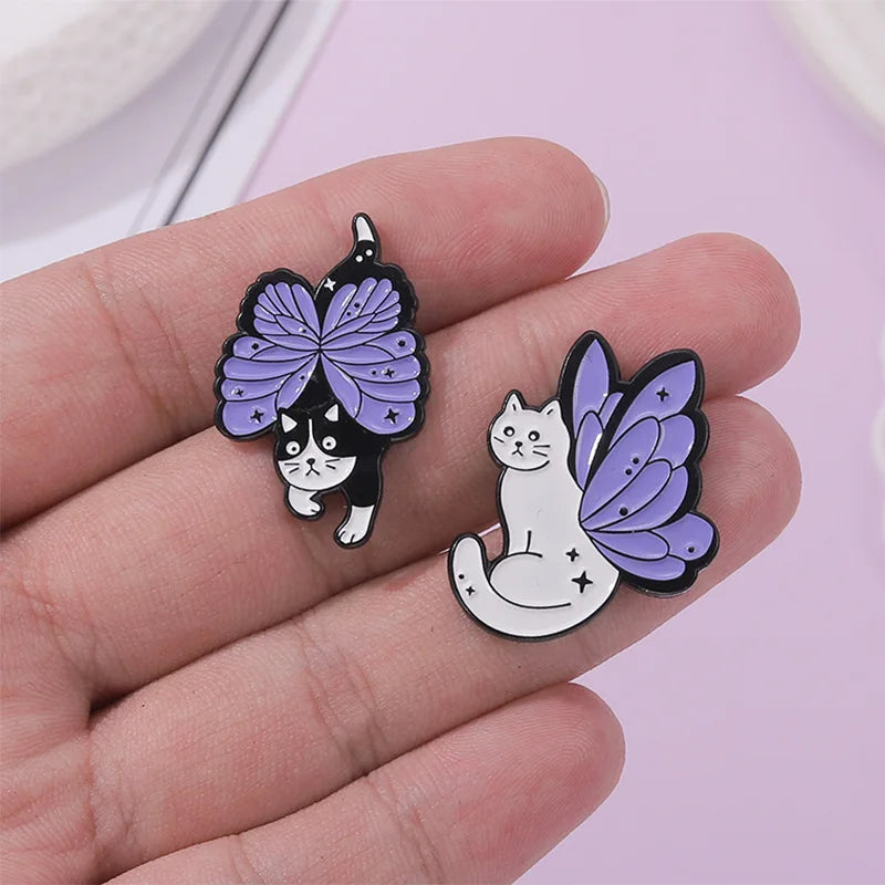 Witch Enamel Pin – Black Cat Magic Hat & Book Brooch Badge Enamel Lapel Pin Qme