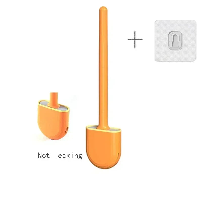 Wall Mounted Silicone Toilet Brush – Flexible Flat Head Silicone Toilet Brush Qme Orange