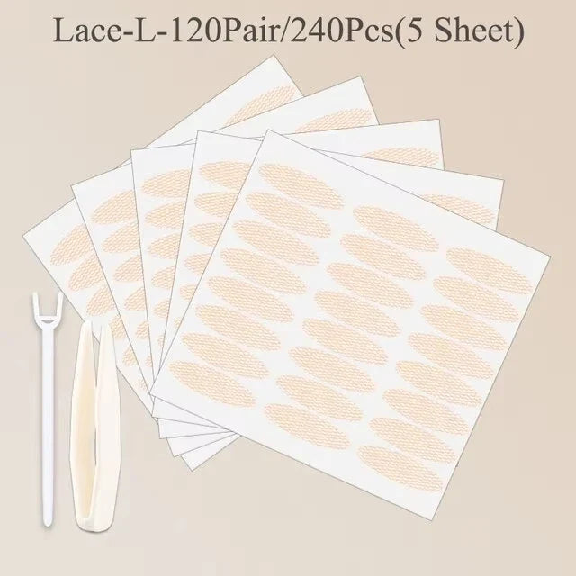 Invisible Double Fold Eyelid Tape – Clear & Beige Lace Eyelid Tape Qme 240Pcs Lace L