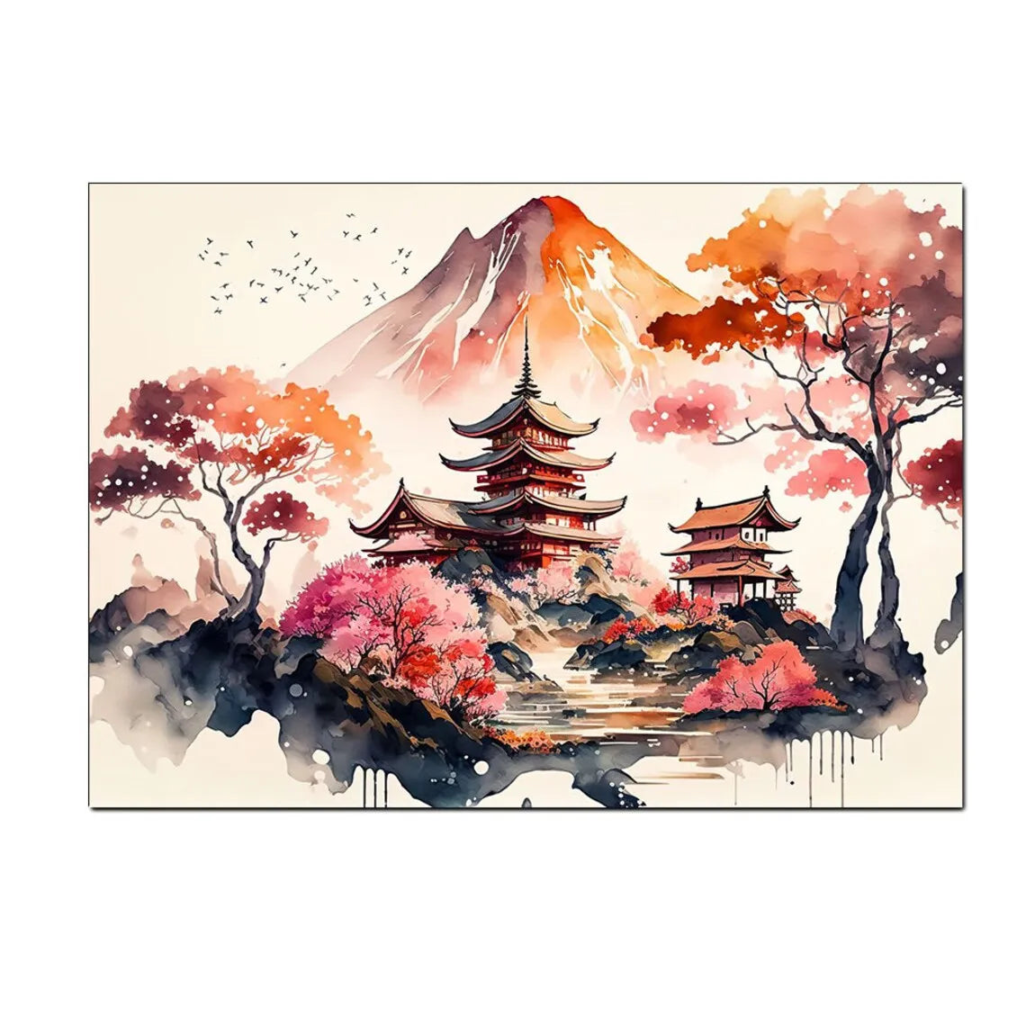 Japanese Landscape Canvas Wall Art Print – Frameless Poster Canvas Wall Art Qst B 40X60cm No Framed
