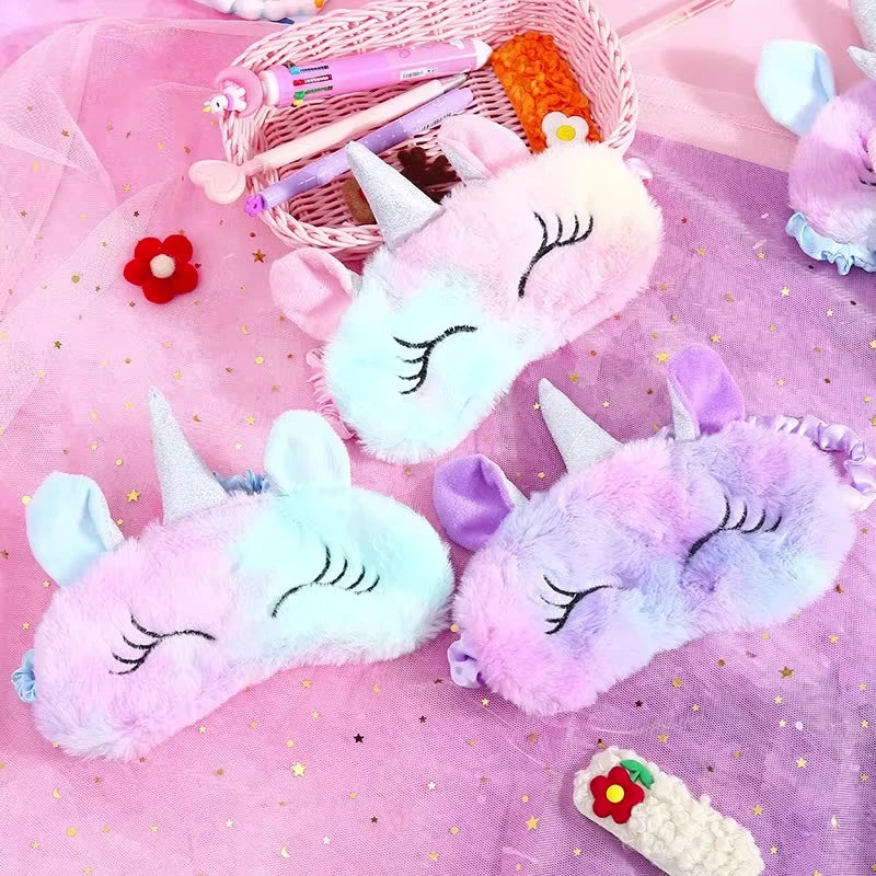 Unicorn Plush Sleep Mask for Kids & Adults – Cute Eye Mask Plush Sleep Mask Qst